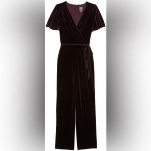 Vince Camuto Velvet Flutter Sleeve Jumpsuit